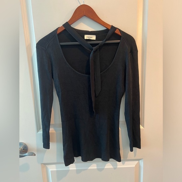 Chic Black Top with Tie Neck by L'AGENCE - Picture 1 of 14